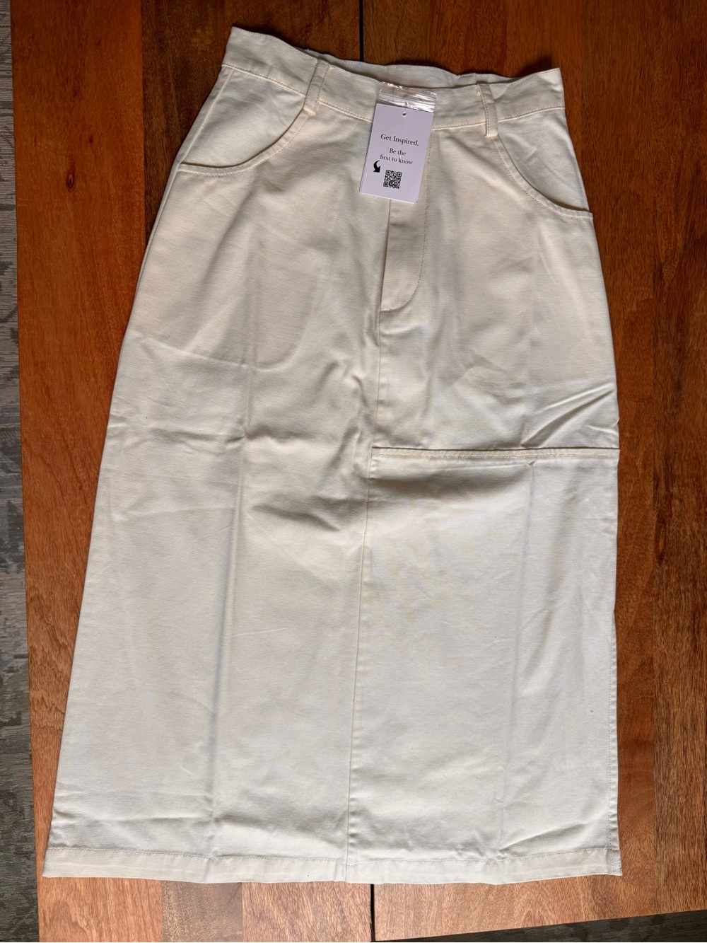 INSPR-D by Tezza Cream Midi Skirt with Front Seam Detail